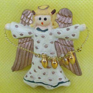 Angel Brooch Resin Angel With Moving String Of Christmas Lights Brooch Angel